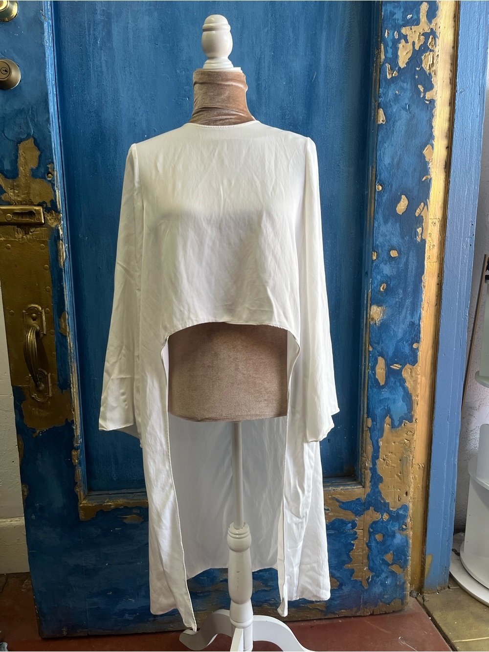 Zara White Longline Cropped Top